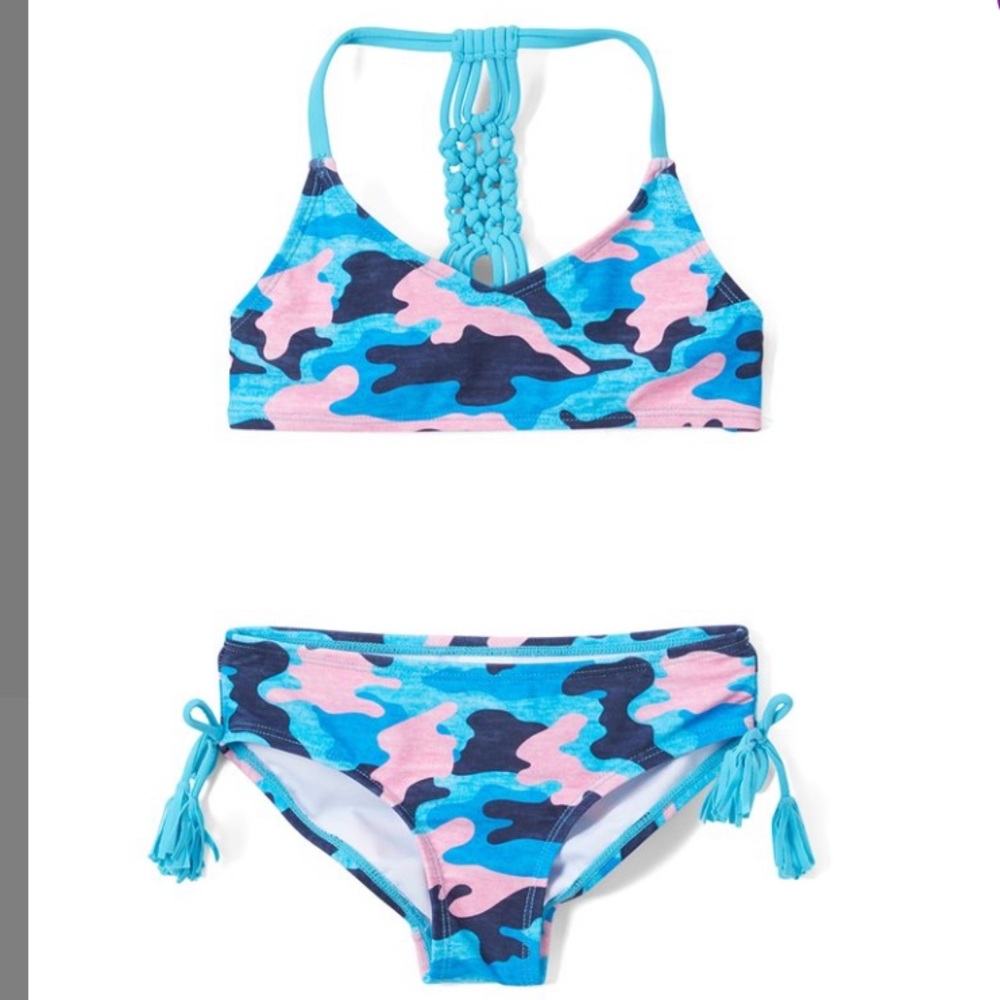 Navy & pink Erin Camo V-neck Bikini top & bottoms